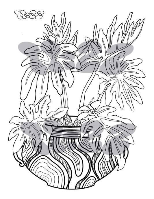 “Philodendron Selloum” Coloring Page